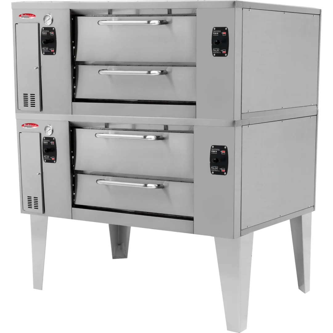 BakeMax BMBPD915 55” Gas Pizza Stone Deck Oven – Stainless Steel, Floor Model, Double Hearth Stones